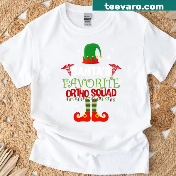 Christmas t-shirt for orthodontists featuring an elf and Santa theme