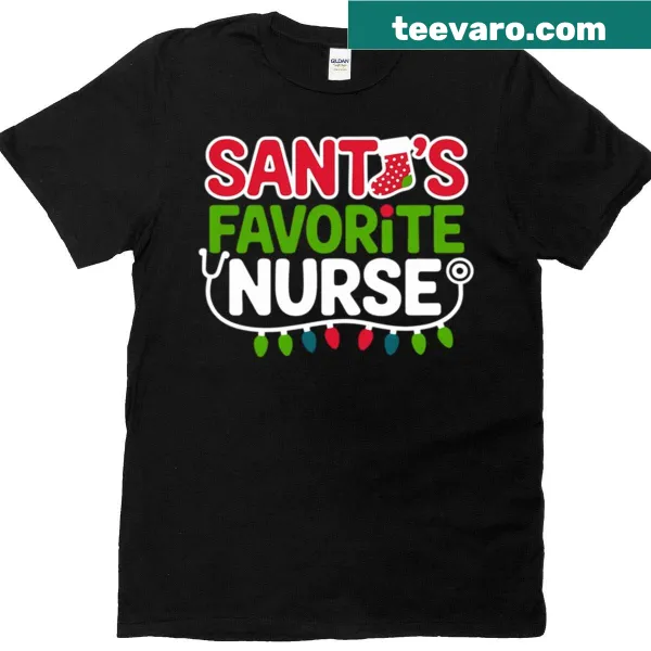 Cute holiday T-shirt for nurses with Santa-themed graphics