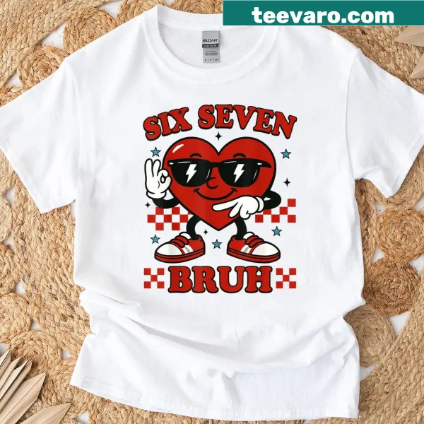 Bruh Heart meme graphic with numbers for Valentine's Day kids t-shirt.
