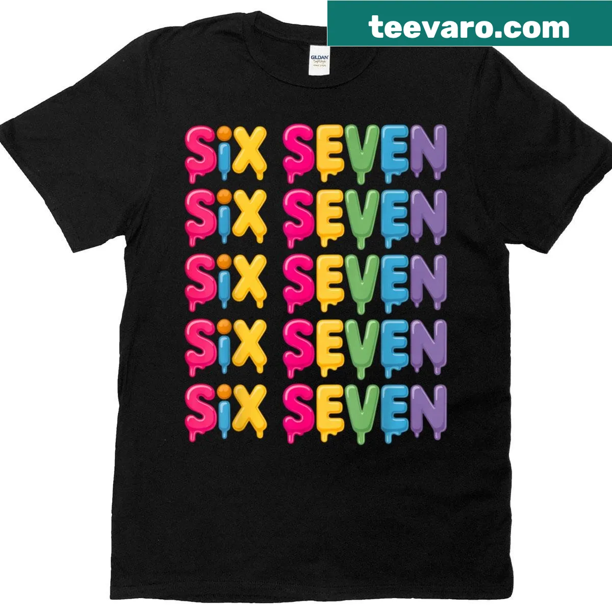 Trendy t-shirt with Six Seven ice cream drip design — on a men's t-shirt