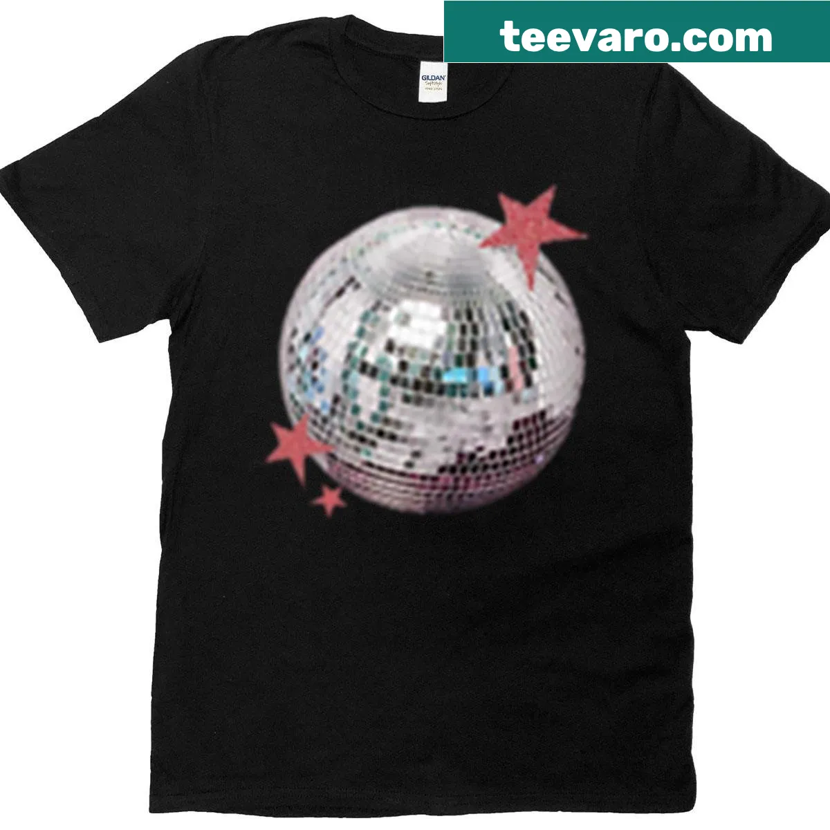 Illustrative T-shirt with a sparkling disco ball and party vibes — on a men's t-shirt