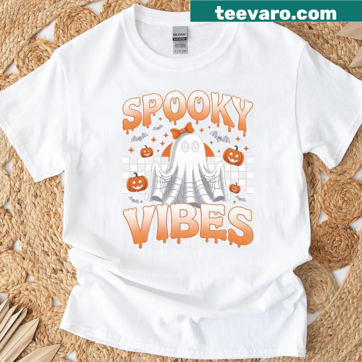 Groovy ghost graphic for a Halloween t-shirt. — on a men's t-shirt