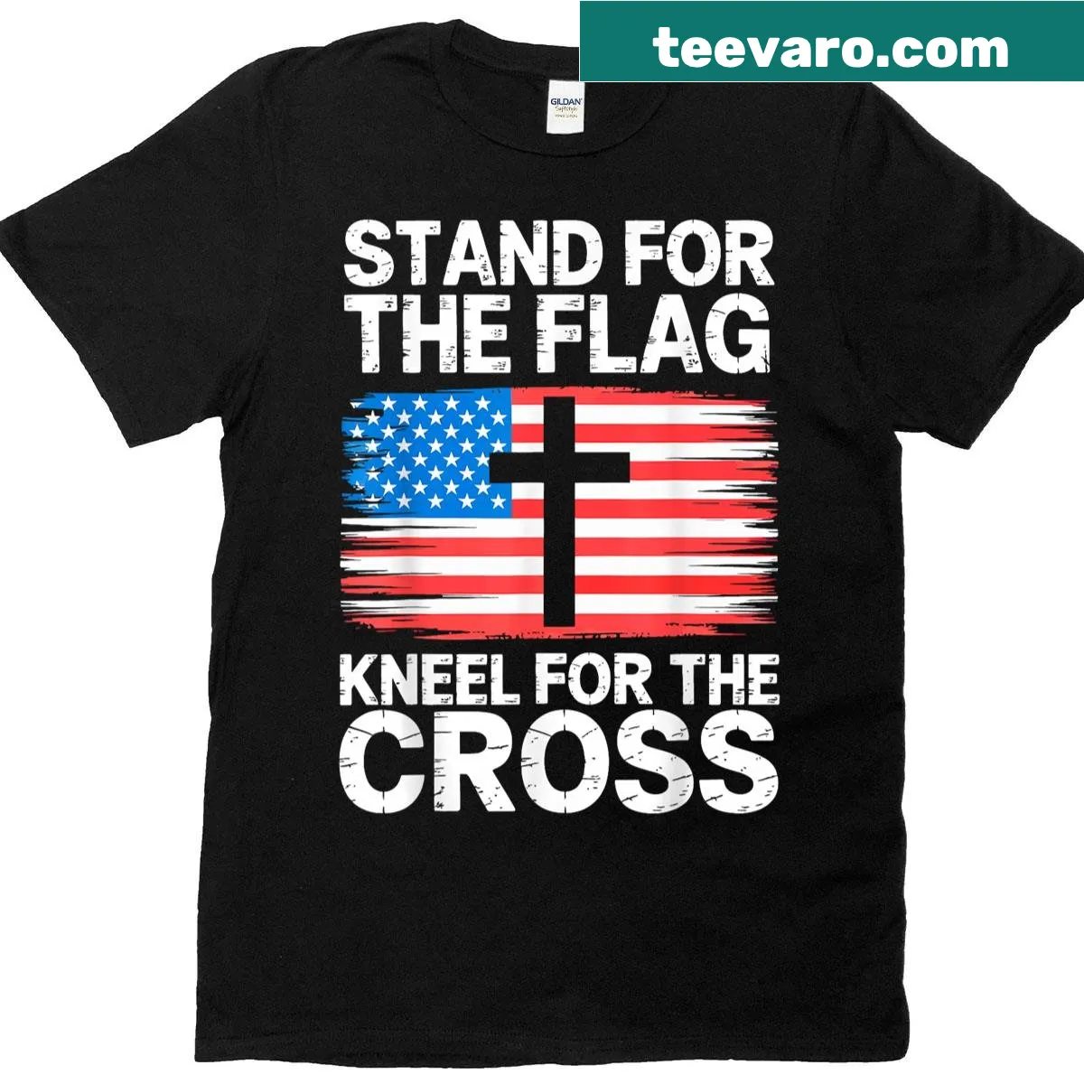 Vintage-style USA flag with a meaningful message on a T-shirt. — on a men's t-shirt