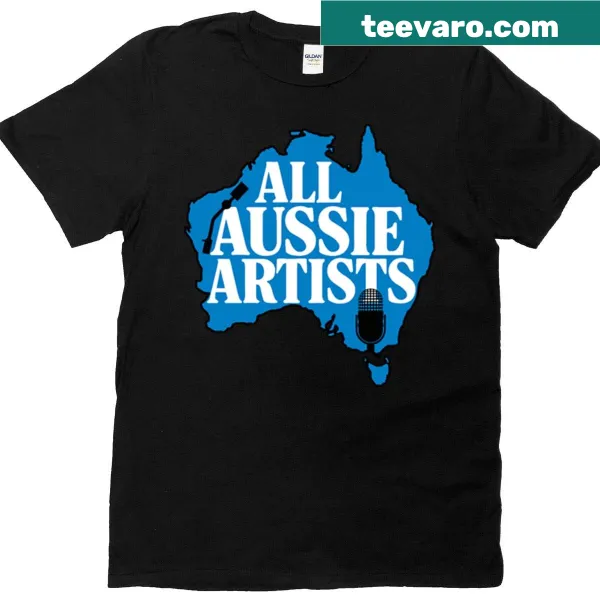 T-shirt featuring Stephen Mitchell's radio program and Aussie artists