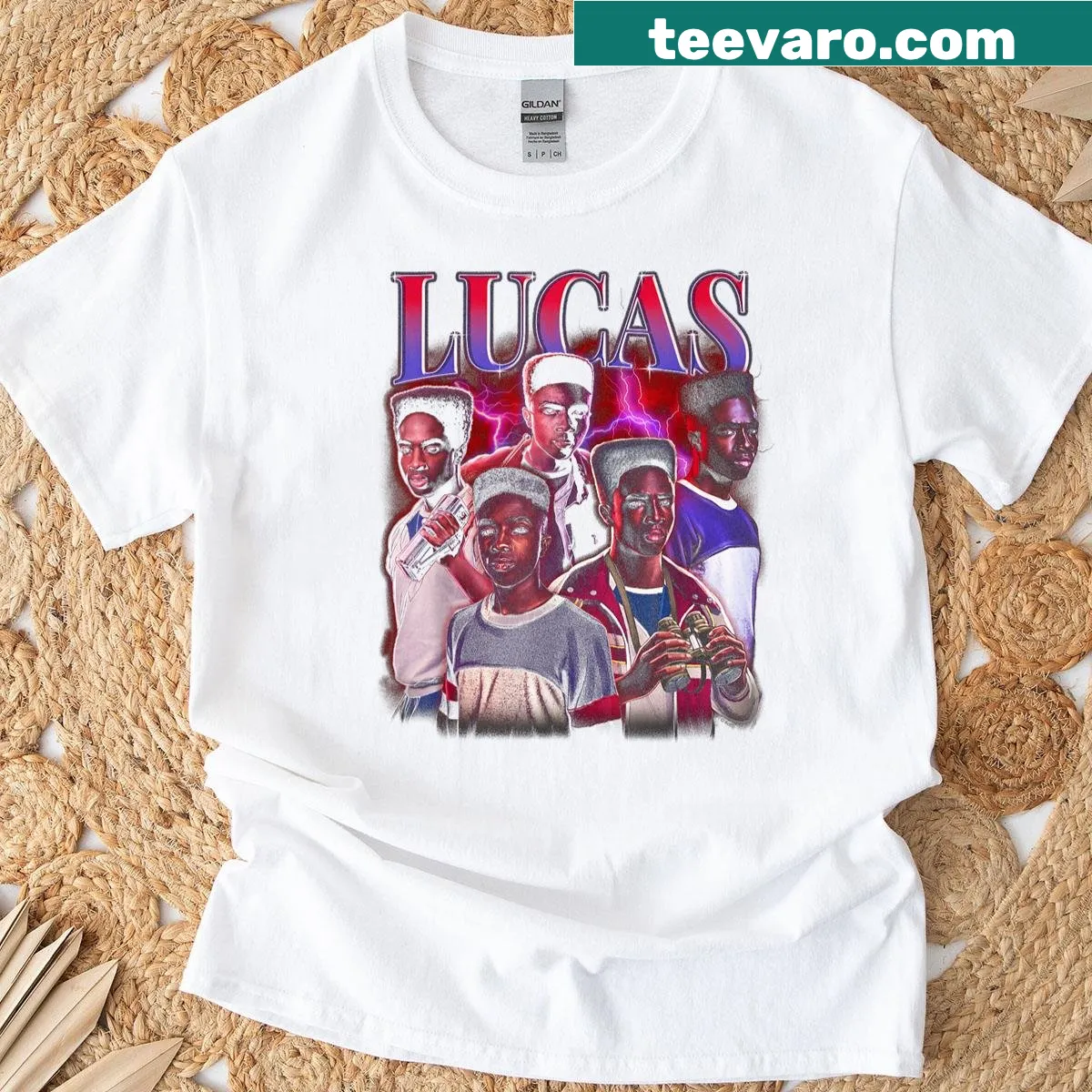 Officially licensed Stranger Things Lucas T-shirt — on a men's t-shirt