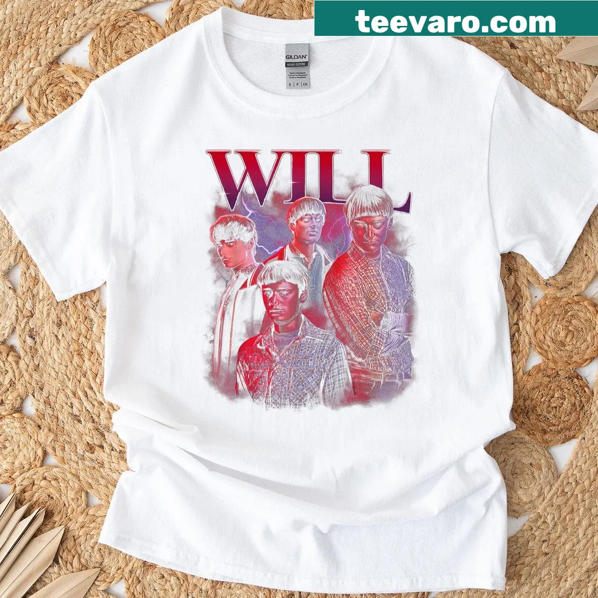 Illustrated graphic of Will from Stranger Things on T-shirt — on a men's t-shirt