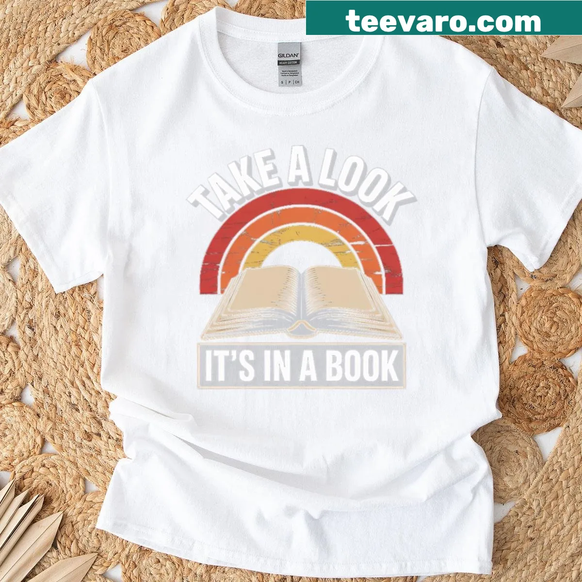 Playful T-shirt with book-themed typography about reading — on a men's t-shirt