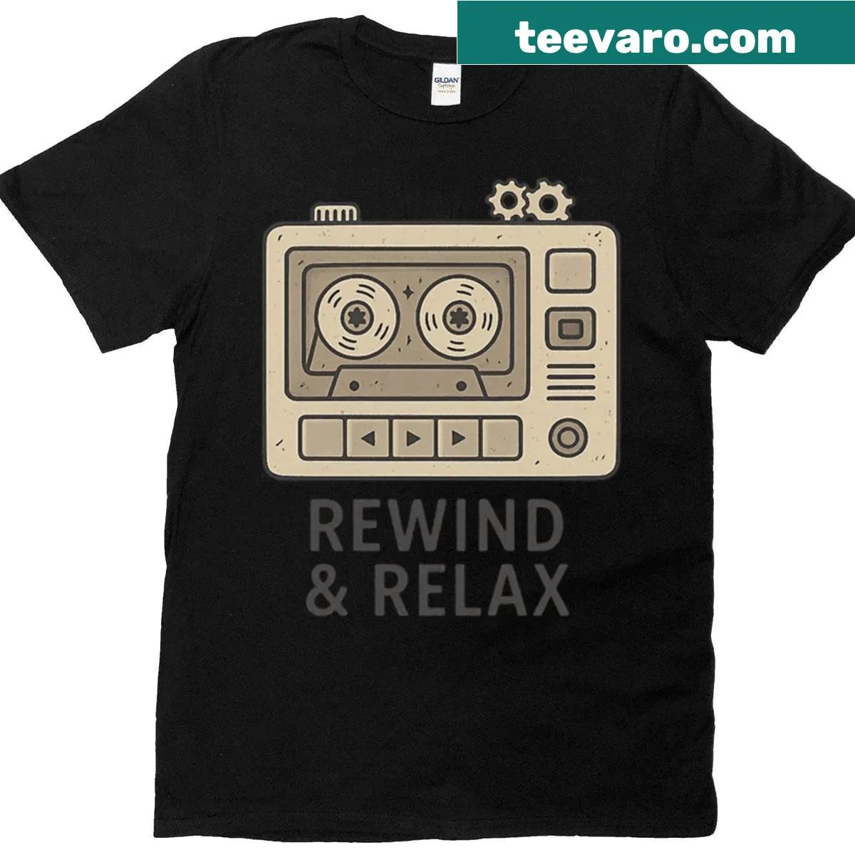 T-shirt with 'Tape Deck Tinkerer' text, celebrating vintage music — on a men's t-shirt