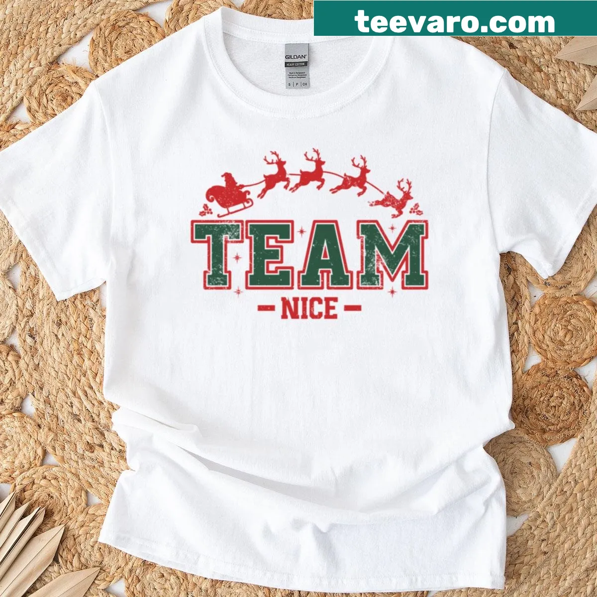 Positive message t-shirt with text: Team Nice — on a men's t-shirt