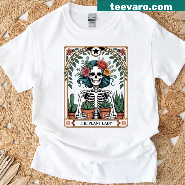 Botanical skeleton t-shirt with plant illustrations