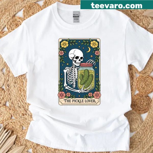 Pickle tarot card graphic t-shirt for food lovers