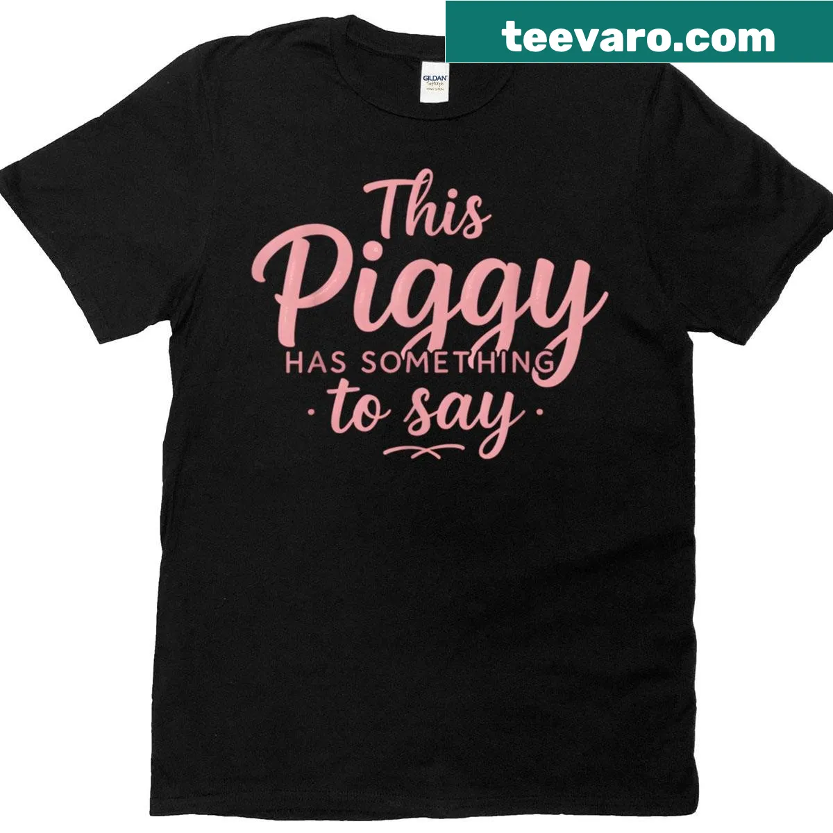 Cute t-shirt featuring a cartoon pig with a humorous saying — on a men's t-shirt