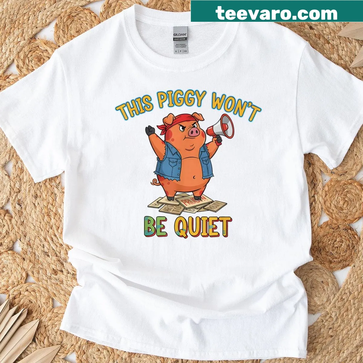 Cute pig humor t-shirt with playful text — on a men's t-shirt