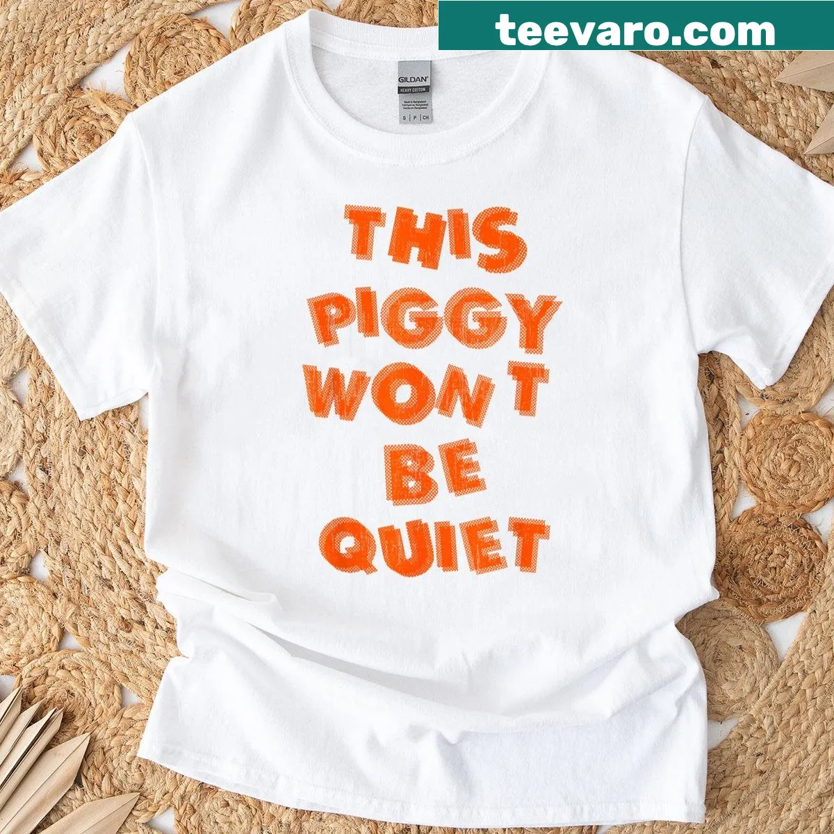 Vintage graphic t-shirt featuring a playful pig design — on a men's t-shirt