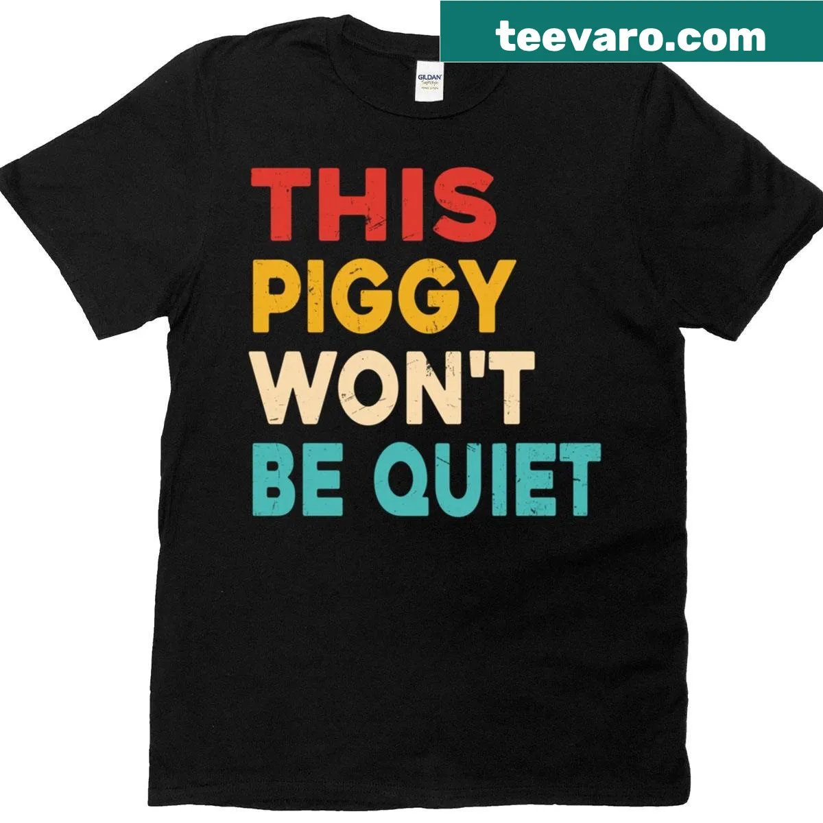 Vintage inspired t-shirt with a loud pig graphic and funny text — on a men's t-shirt