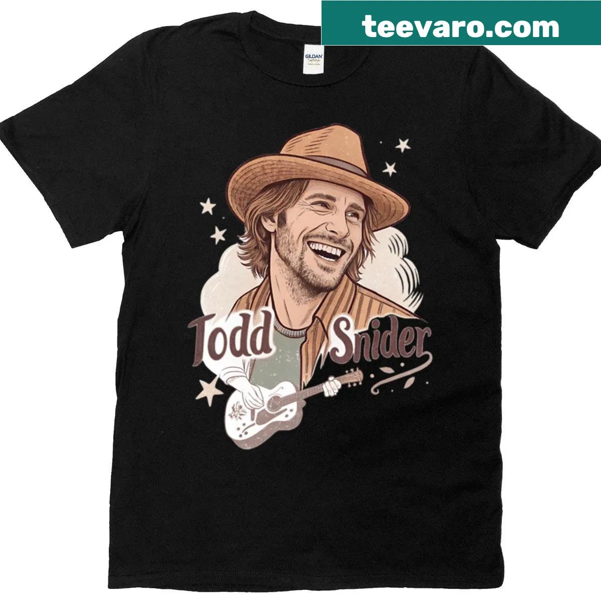 Illustrated Todd Snider Dispatch Game graphic t-shirt — on a men's t-shirt