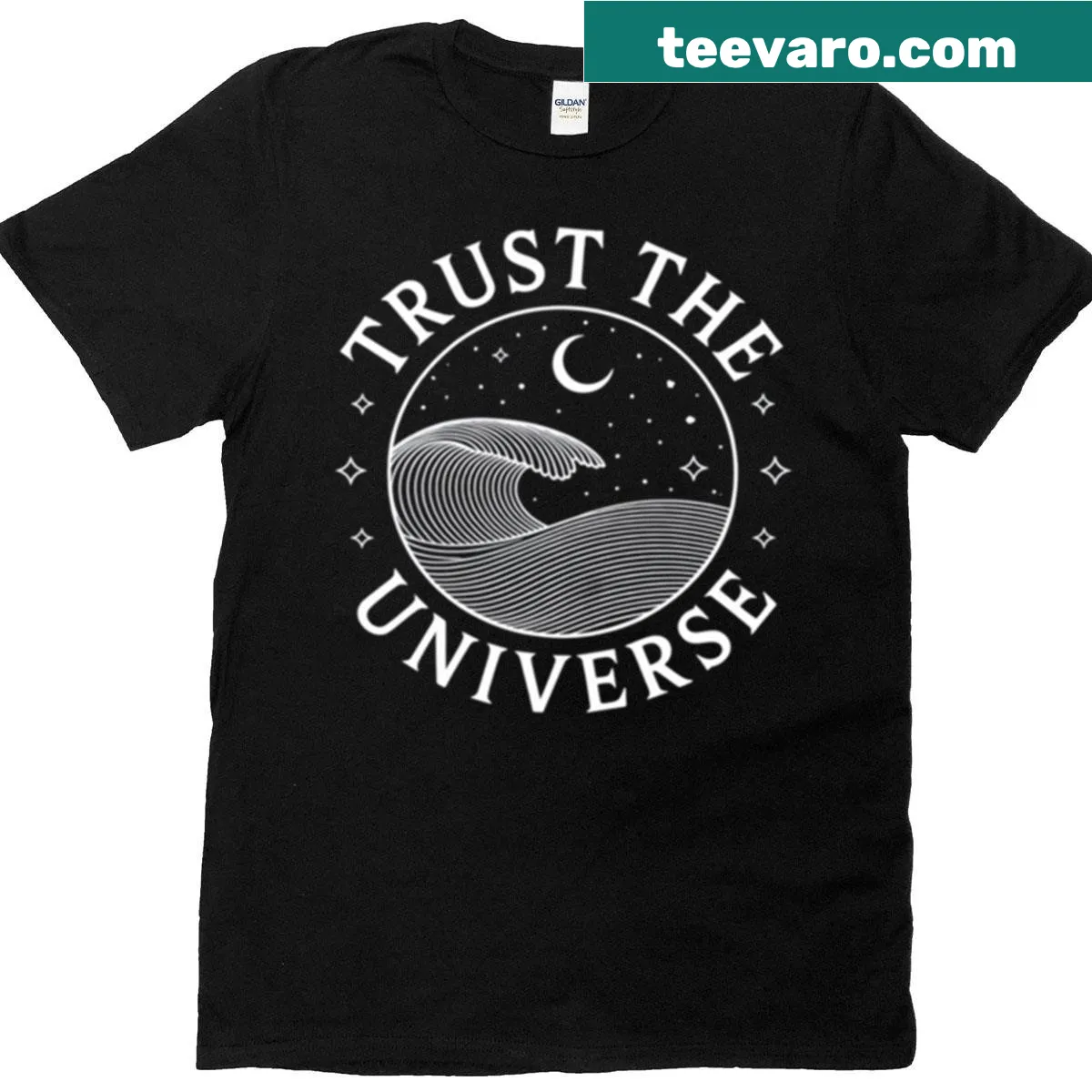 Inspirational t-shirt with the phrase Trust The Universe — on a men's t-shirt