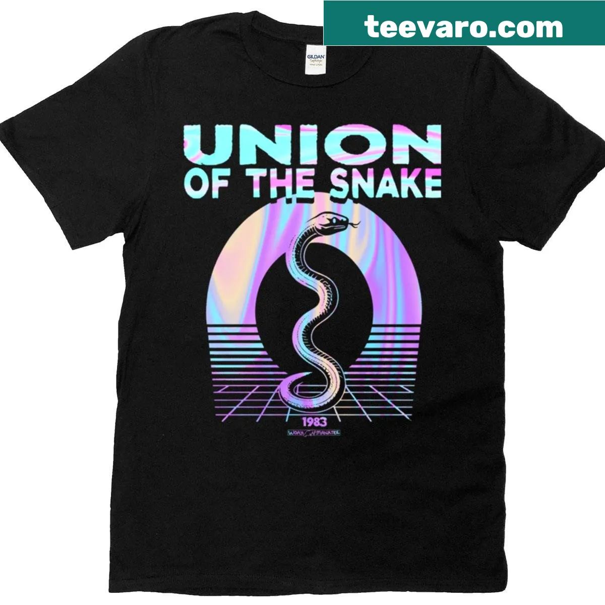 T-shirt with humorous 'Union Of The Snake' text design — on a men's t-shirt