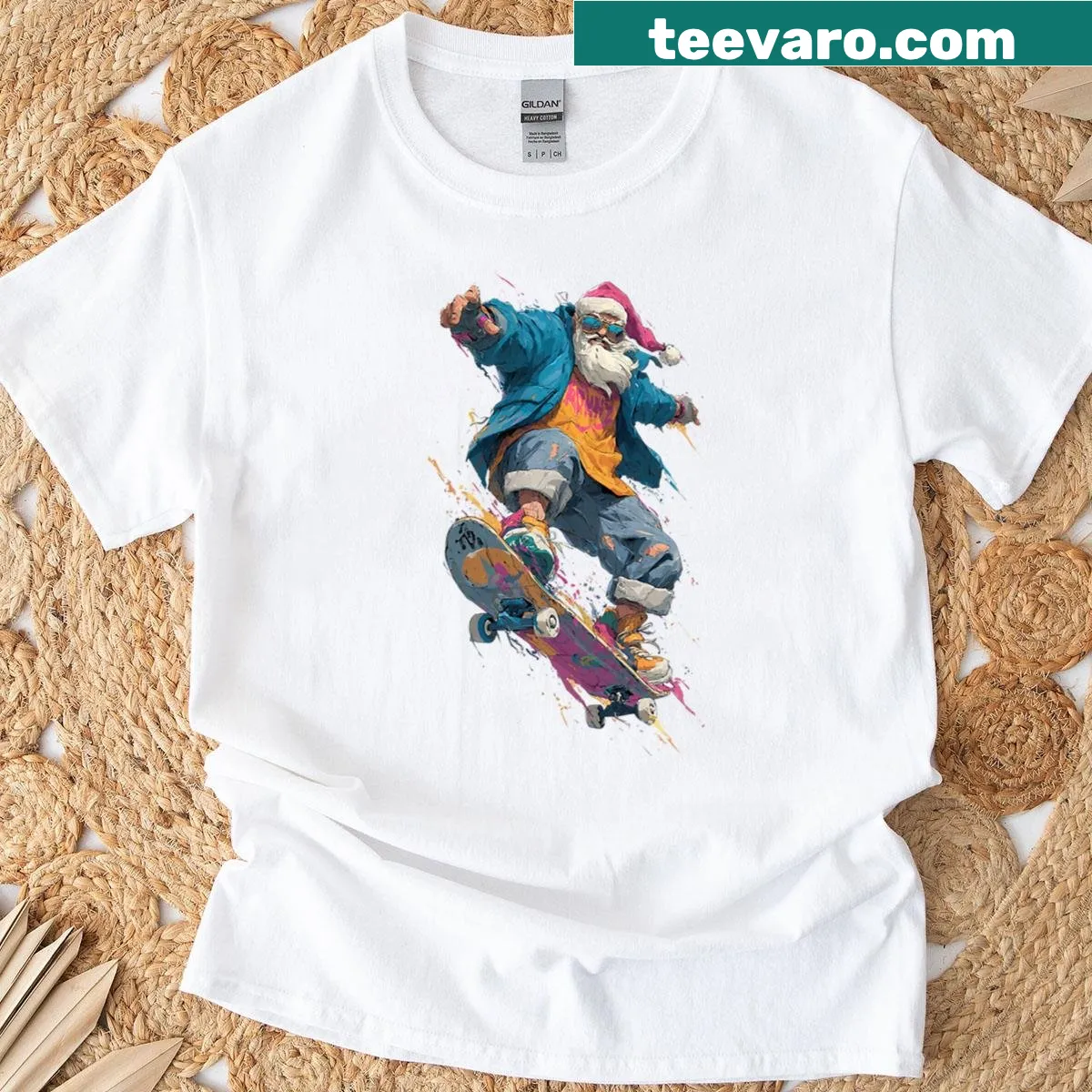 Contemporary Santa design in an urban setting T-shirt — on a men's t-shirt