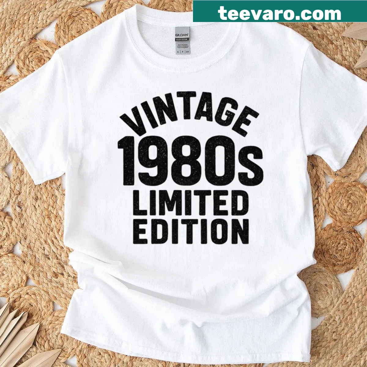 1980s vintage typography graphic t-shirt. — on a men's t-shirt