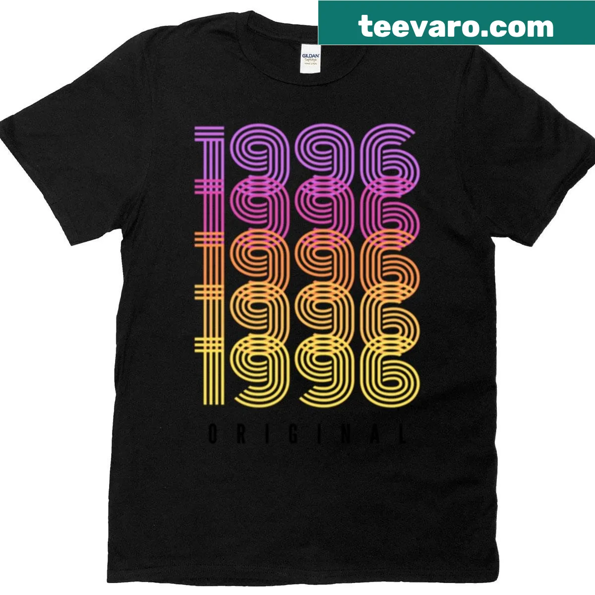Vintage t-shirt celebrating those born in 1996 with bold text design. — on a men's t-shirt