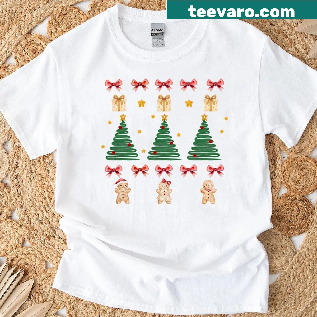 Vintage Christmas pattern graphic on T-shirt — on a men's t-shirt