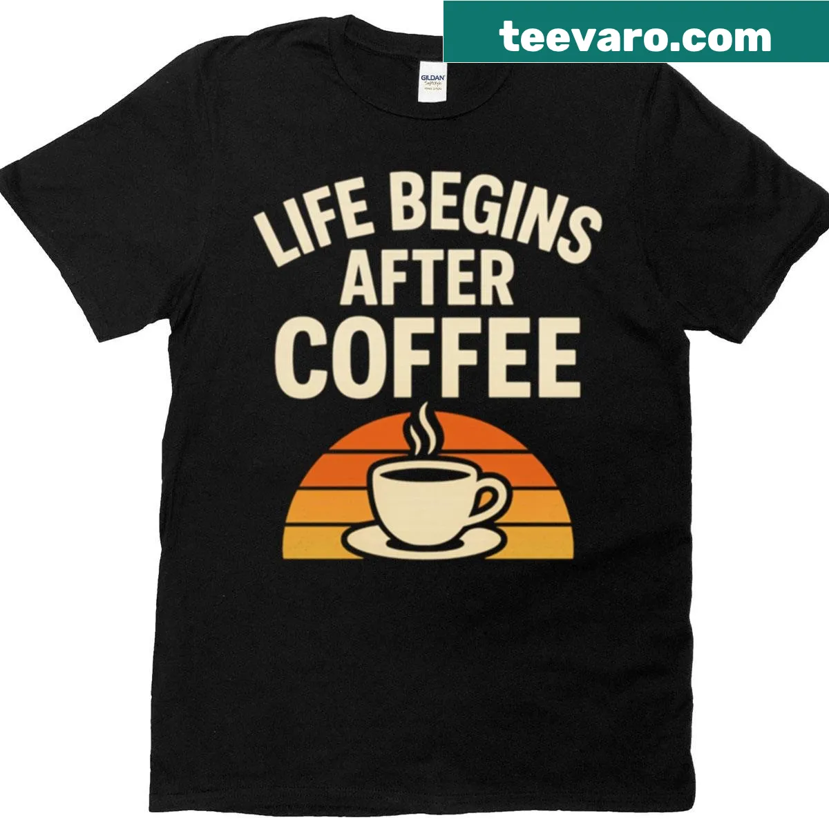 Vintage-style T-shirt featuring coffee cup art — on a men's t-shirt