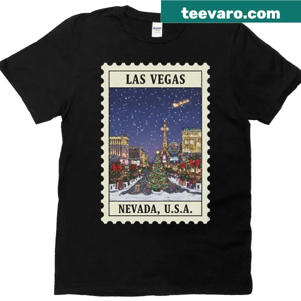 Vintage Las Vegas Christmas stamp oversized t-shirt