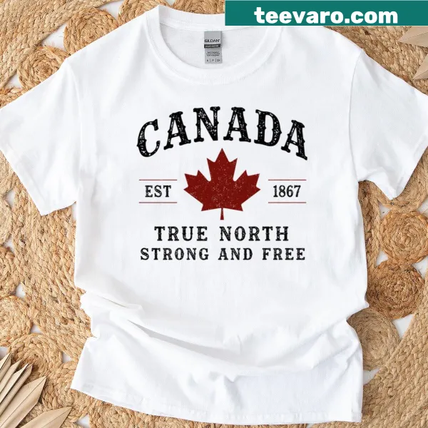 Vintage maple leaf and 'True North' motto printed T-shirt
