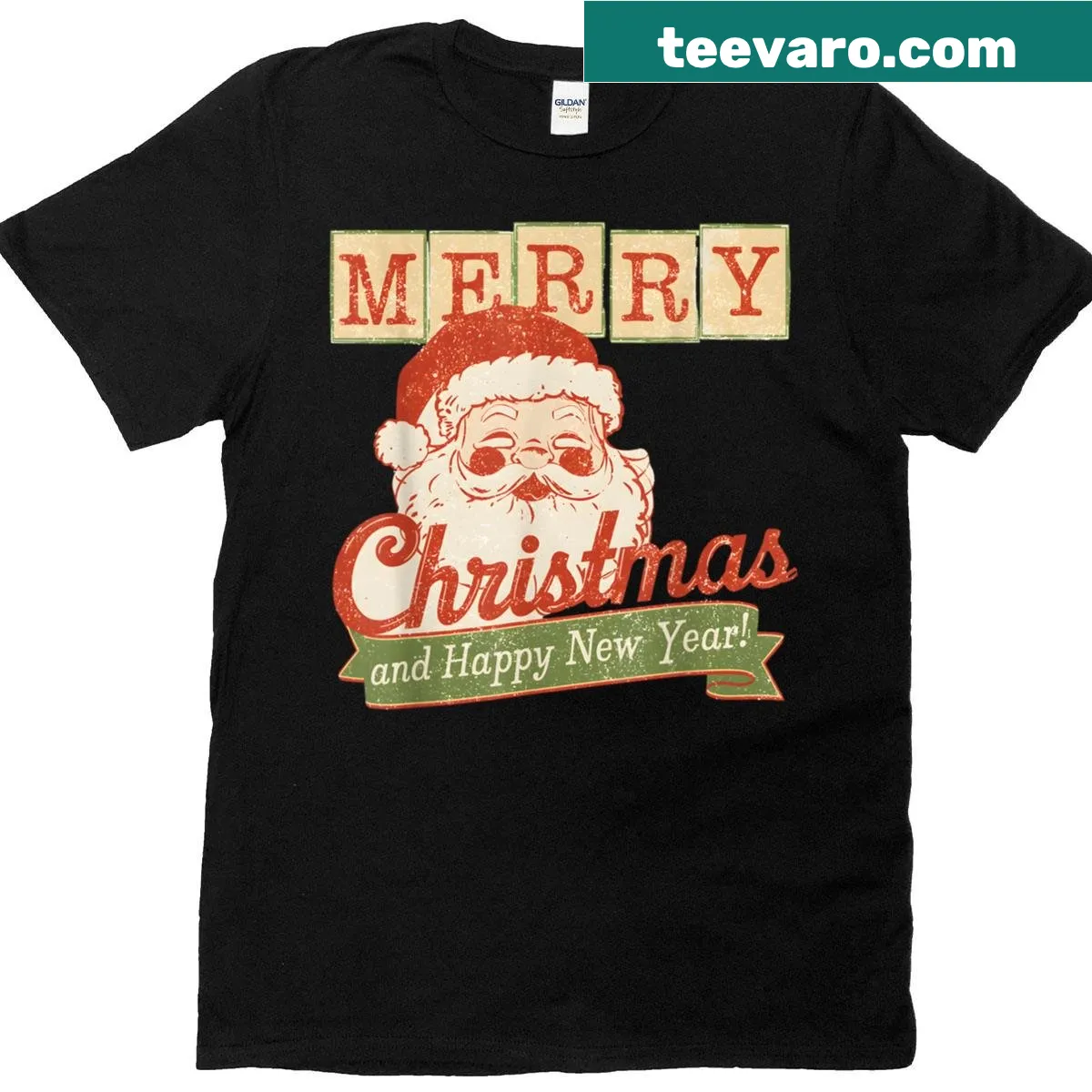 Vintage Santa Claus T-shirt with 'Merry Xmas' text — on a men's t-shirt