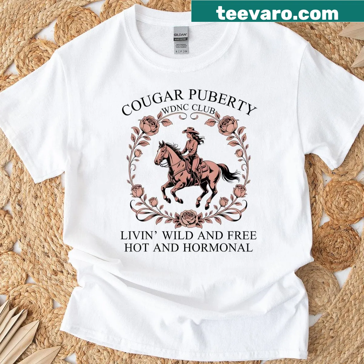 Humorous t-shirt featuring the 'Wdnc Club' with cartoon imagery related to puberty. — on a men's t-shirt