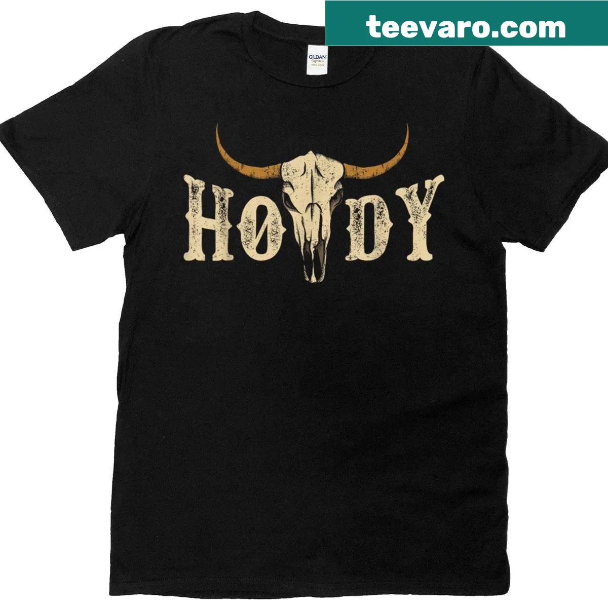 Cowboy birthday party T-shirt with illustrations of cowboys and cowgirls — on a men's t-shirt
