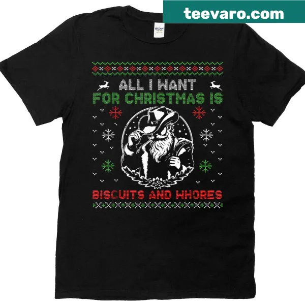 Cowboy-themed Christmas quote shirt with humorous text