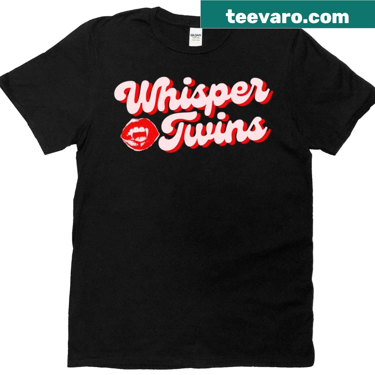 Illustrative T-shirt featuring an abstract design of whispering twins — on a men's t-shirt