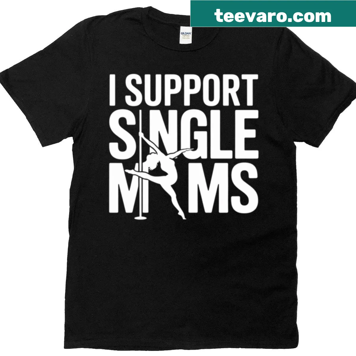 Humorous t-shirt supporting single moms with playful text — on a men's t-shirt
