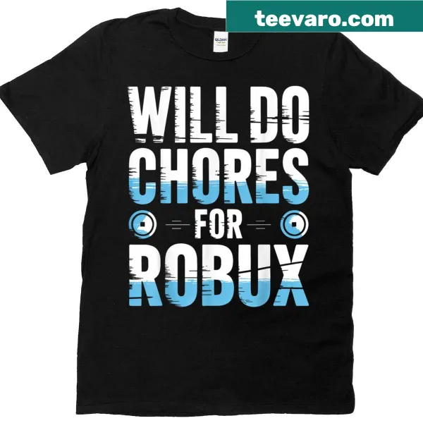 Funny gamer T-shirt with a humorous chores-for-Robux graphic
