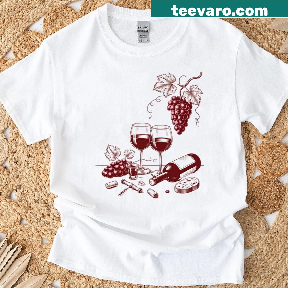 T-shirt featuring a fun illustration of a vineyard scene for girls' trips — on a men's t-shirt