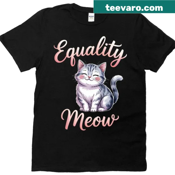 Cute cat mom T-shirt with feminist message and aesthetic art