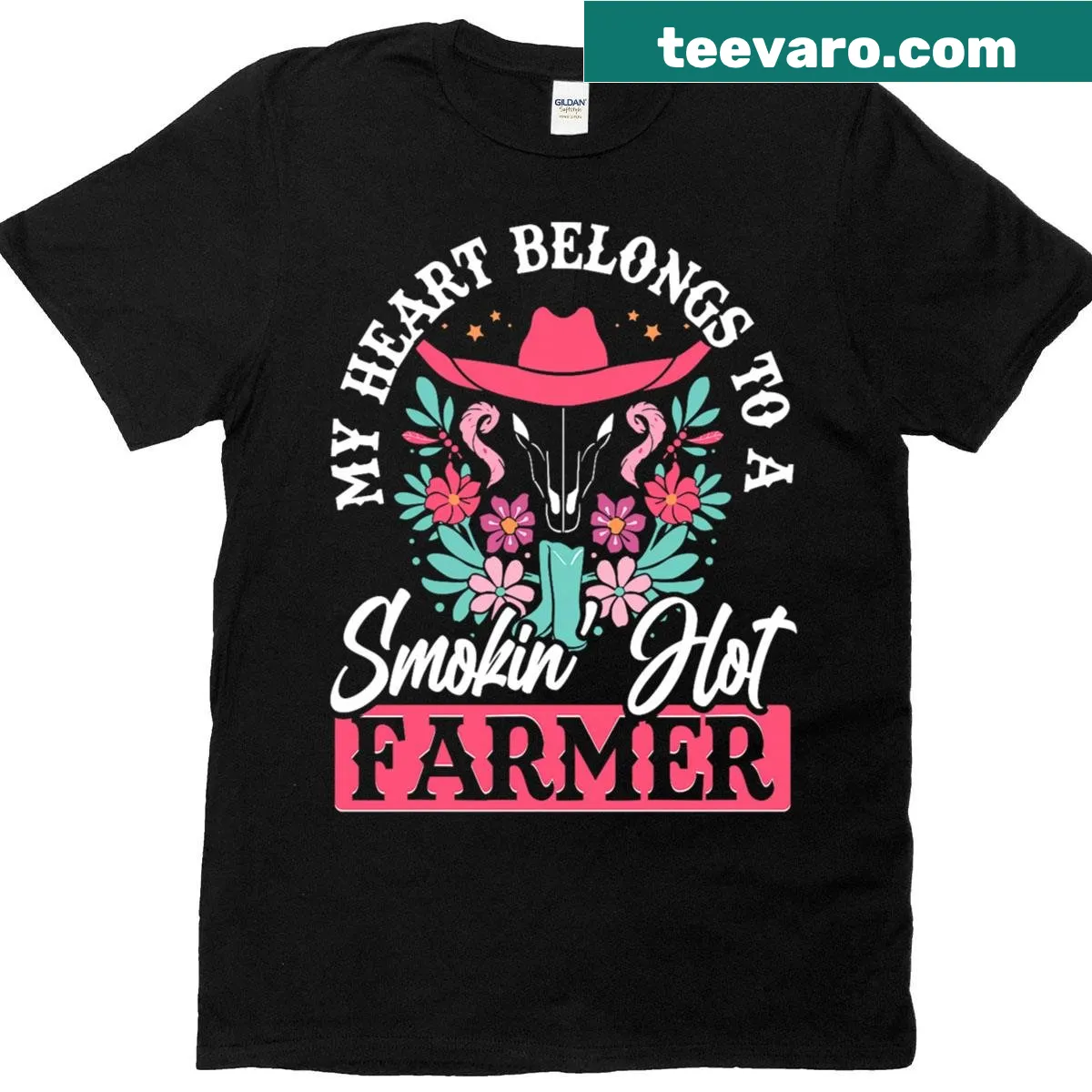Farm-themed T-shirt for women featuring the phrase 'Farm Wife'. — on a men's t-shirt