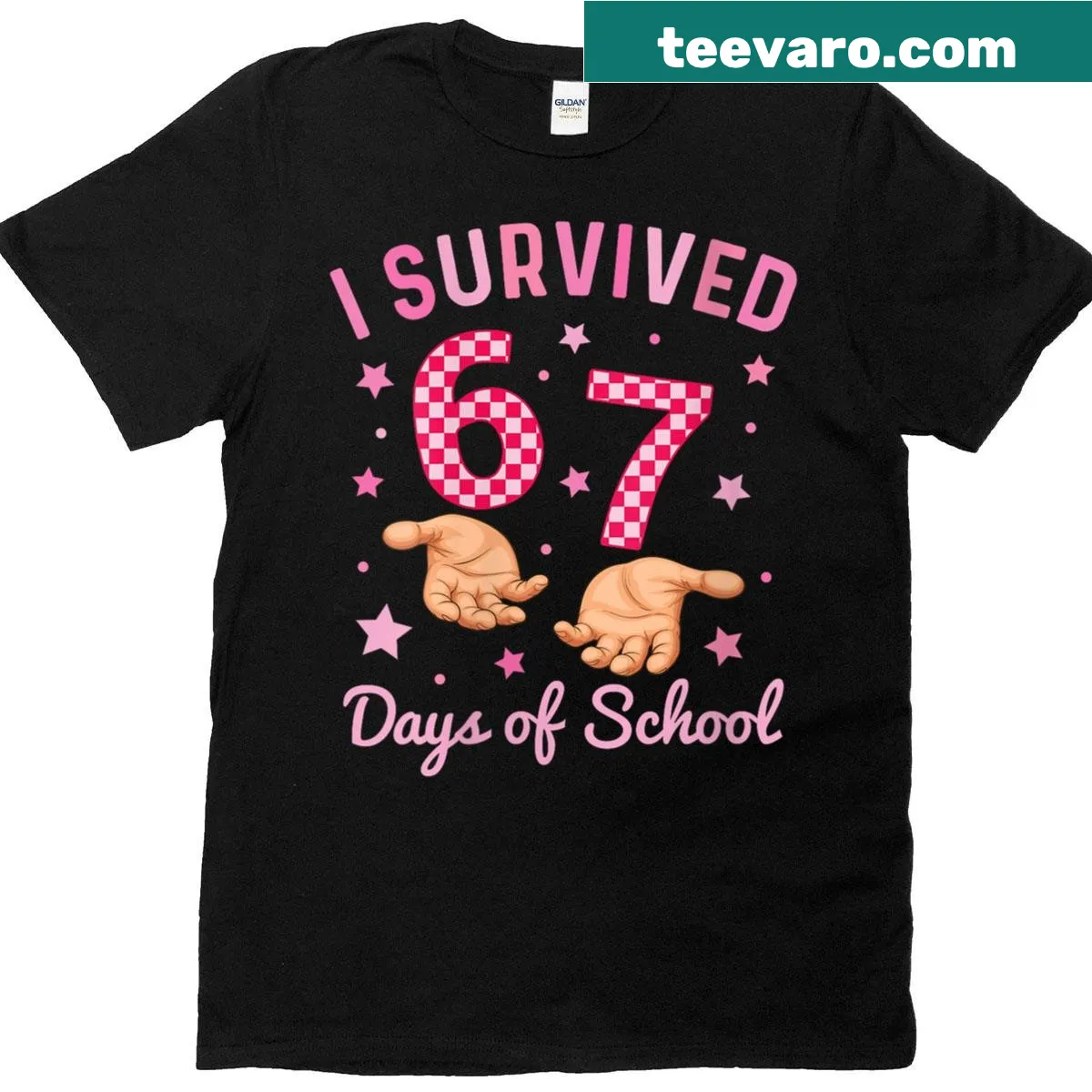 Funny T-shirt stating 'I Survived 67 Days Of School' — on a men's t-shirt