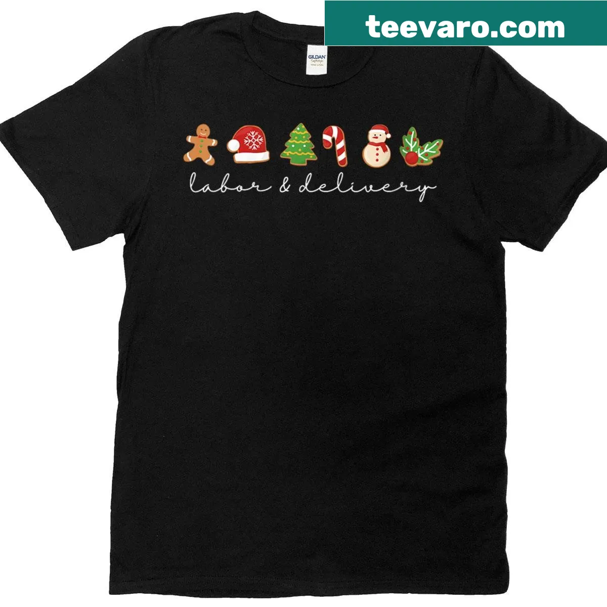 Christmas-themed Nurse T-shirt celebrating labor and delivery nurses — on a men's t-shirt