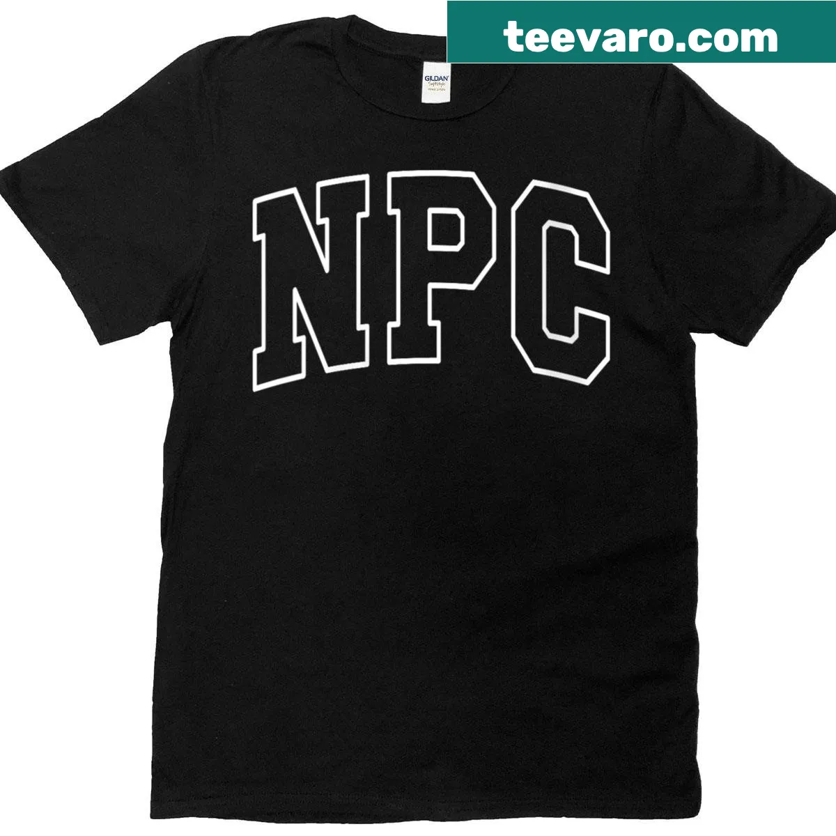 Women's T-shirt with NPC varsity college design — on a men's t-shirt