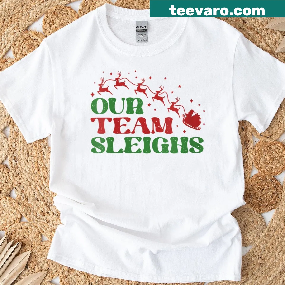 Matching Christmas t-shirt for coworkers with a festive design. — on a men's t-shirt