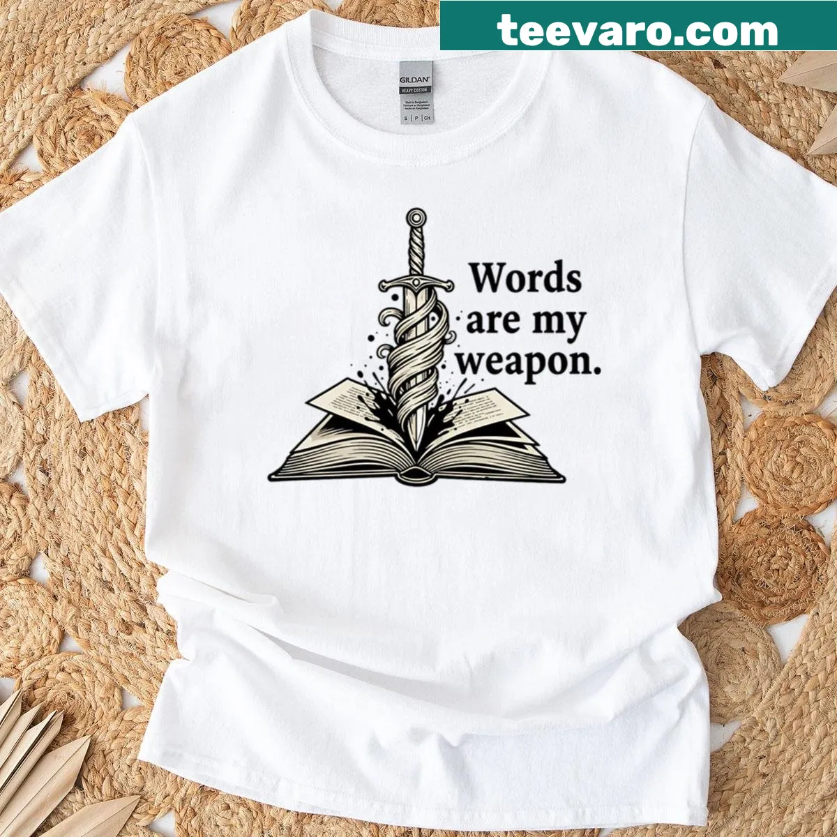 Inspirational design about words and books on T-shirt — on a men's t-shirt