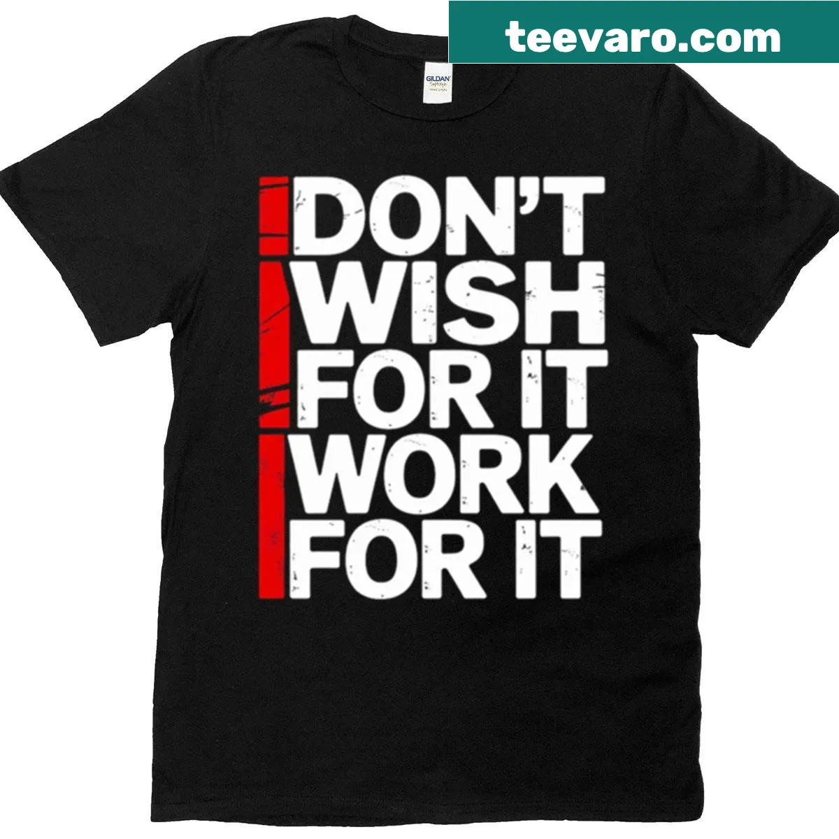 Motivational fitness T-shirt with bold inspirational text — on a men's t-shirt