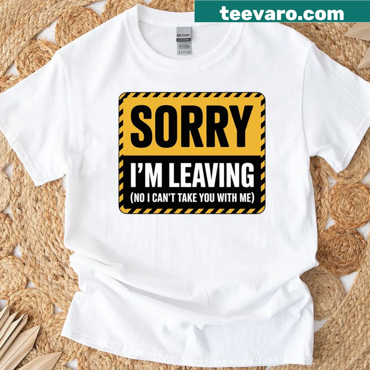 Typography shirt saying 'Sorry I'm Leaving' for job changes — on a men's t-shirt