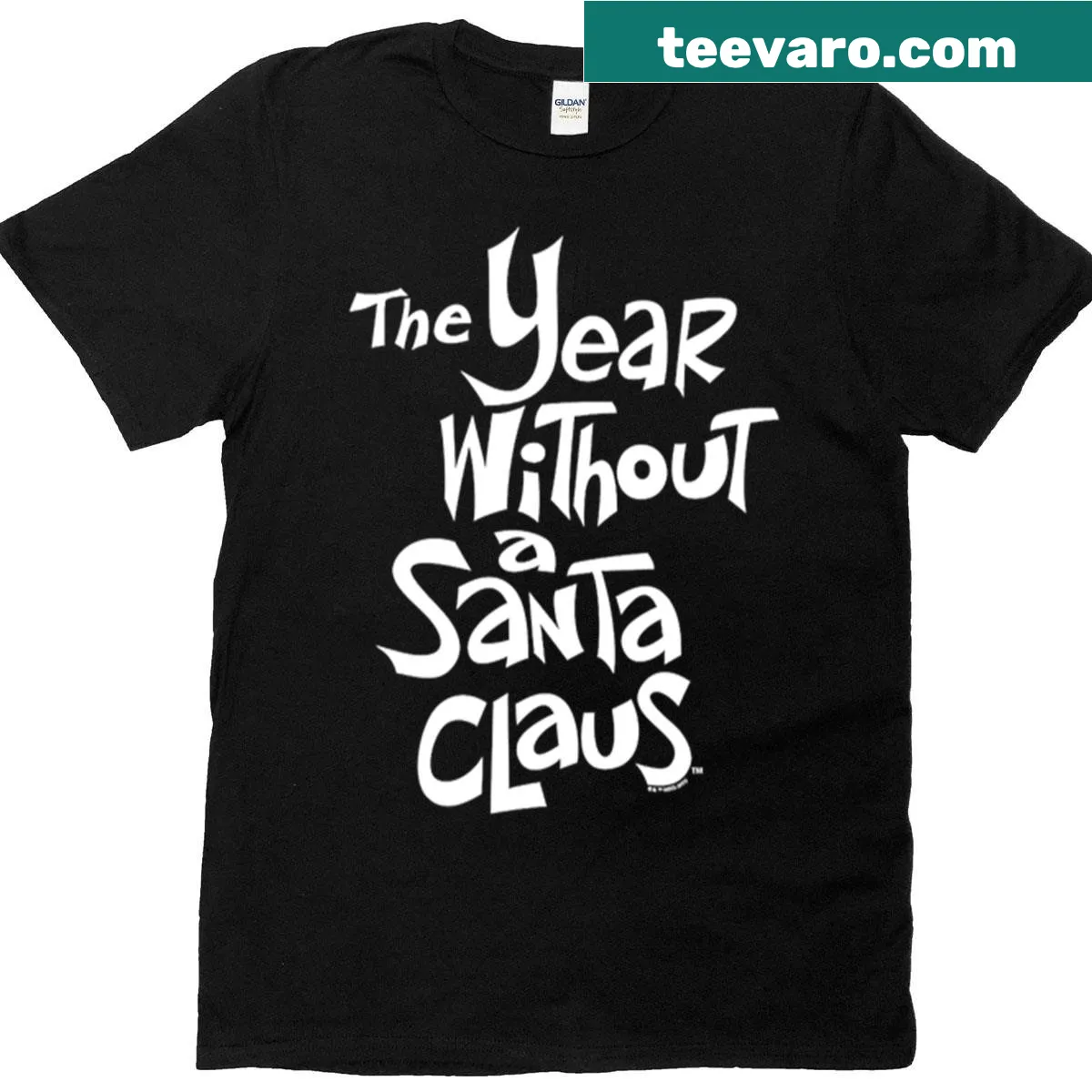 Oversized vintage-style holiday T-shirt with title outline sketch — on a men's t-shirt