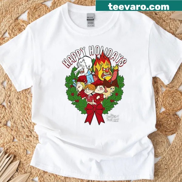 Kids Christmas T-shirt with a festive holiday wreath graphic