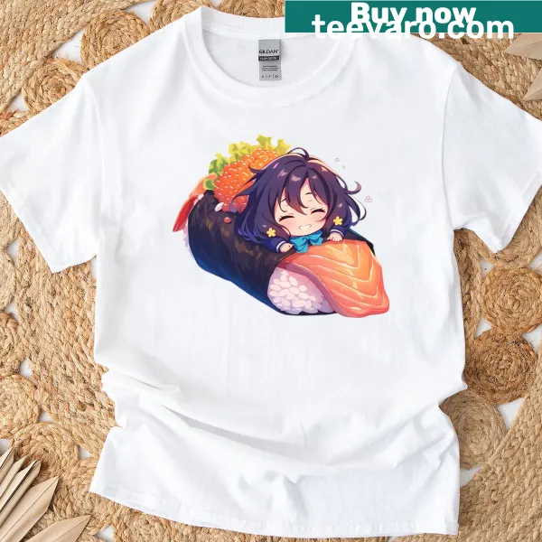 Cute chibi sushi roll T-shirt featuring Ai Mizuno from Zombieland Saga