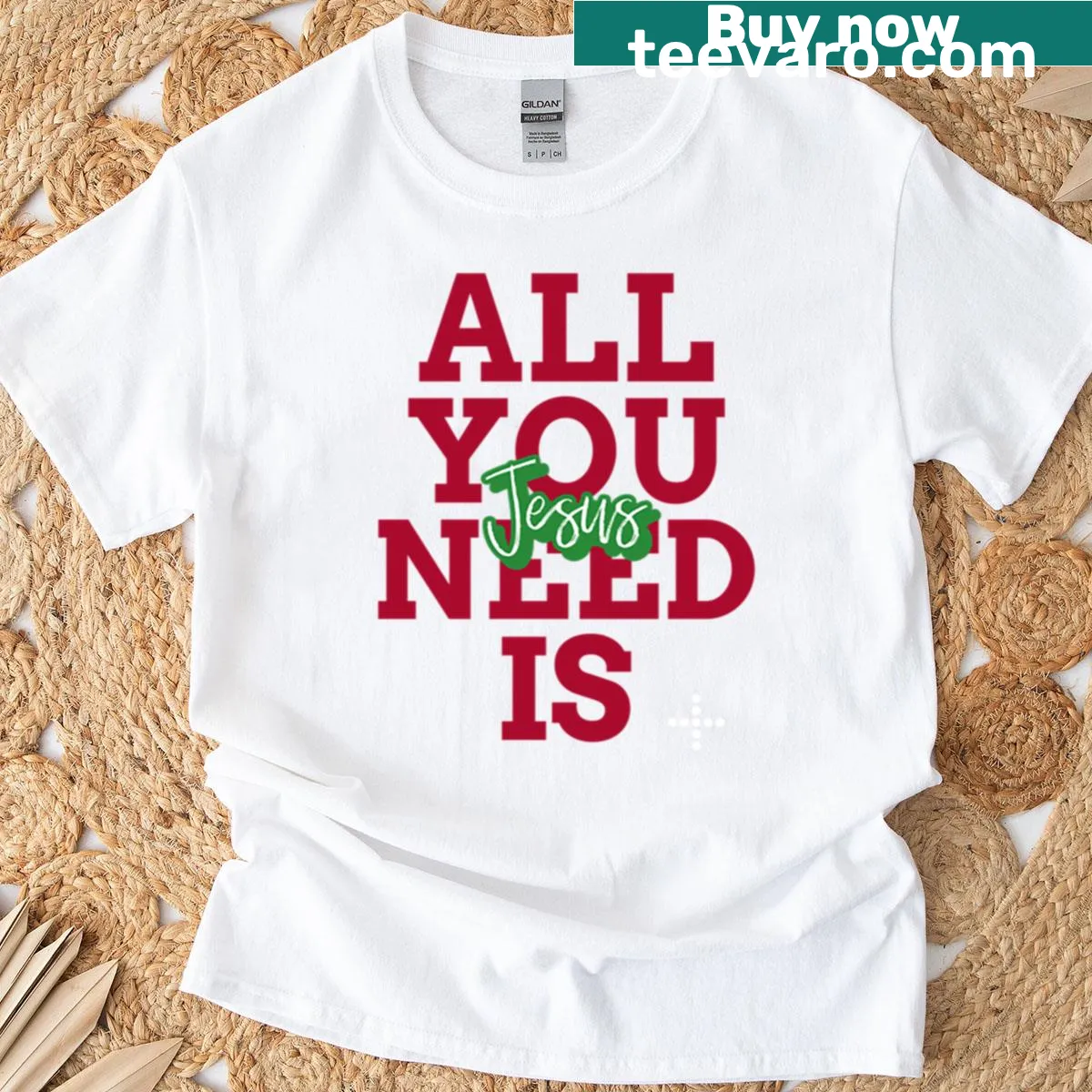 Inspirational Christian t-shirt with text about Jesus — on a men's t-shirt